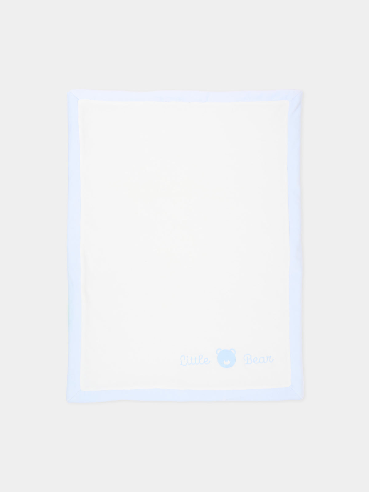 Coperta celeste per neonato con logo,Little Bear,4052 LATTE/CIELO