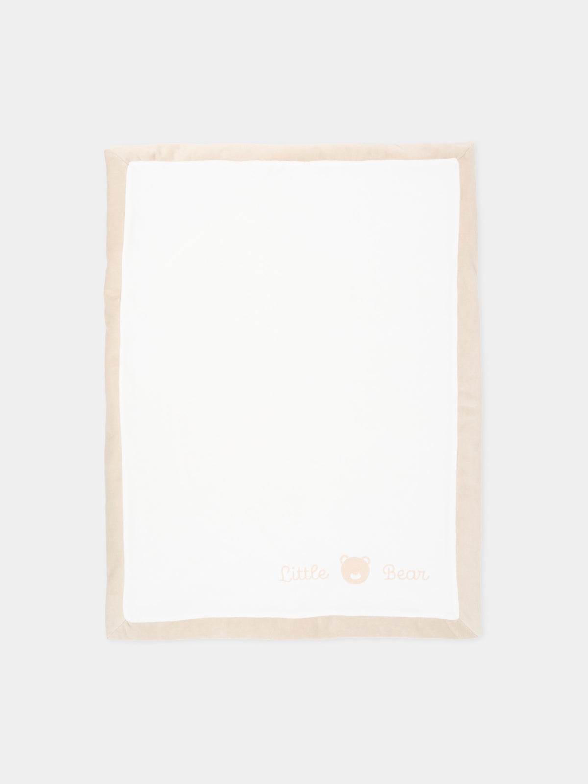 Coperta bianca per neonati con logo,Little Bear,4052 LATTE/TORTORA