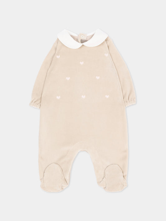 Tutina marrone per neonata con cuori,Little Bear,4046 TORTORA/ROSA