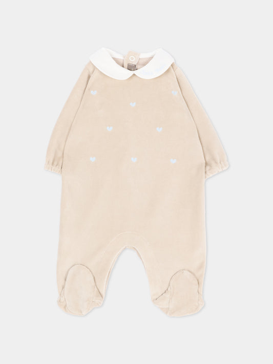 Tutina marrone per neonato con cuori,Little Bear,4046 TORTORA/CIELO