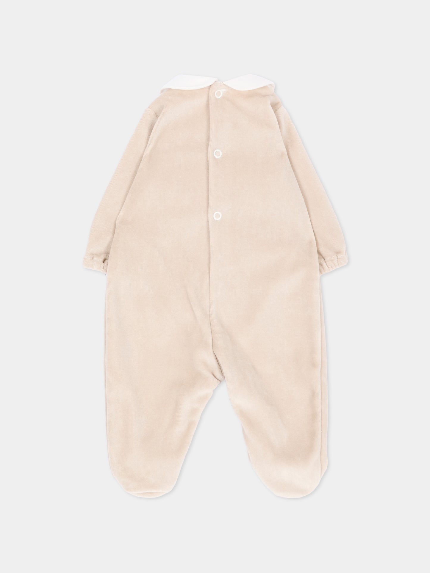 Tutina marrone per neonata con ricamo,Little Bear,4050 TORTORA/ROSA