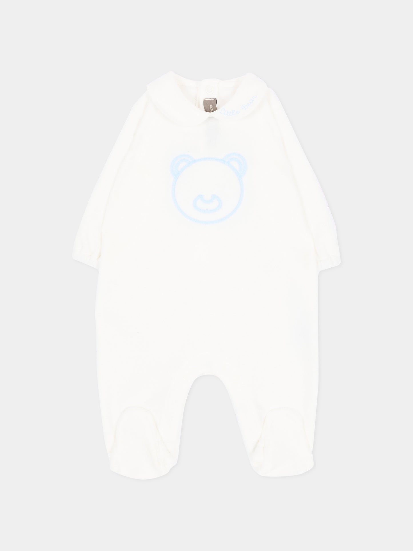 Tutina bianca per neonato con orsetto,Little Bear,4043 LATTE/CIELO