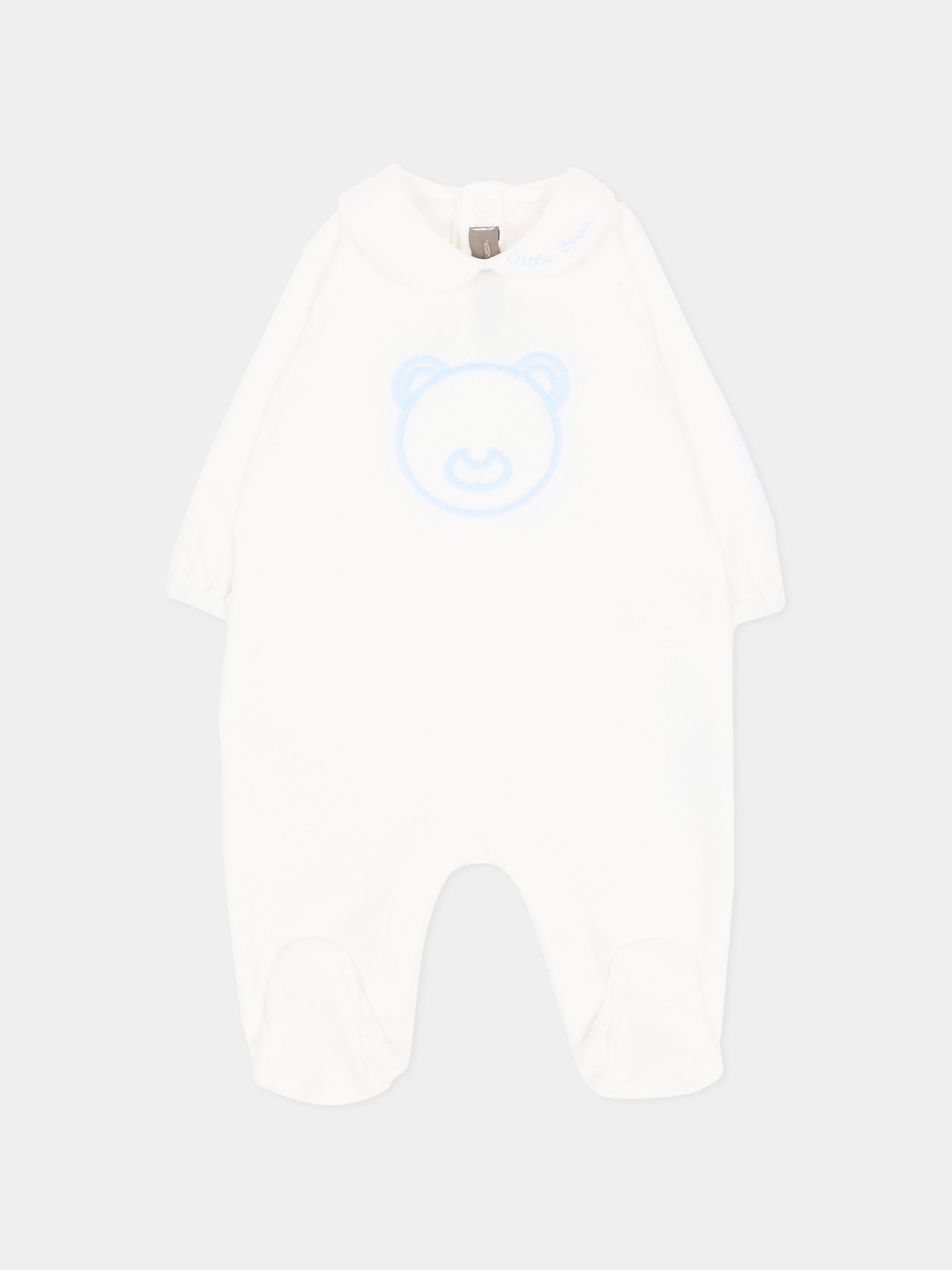 Tutina bianca per neonato con orsetto,Little Bear,4043 LATTE/CIELO