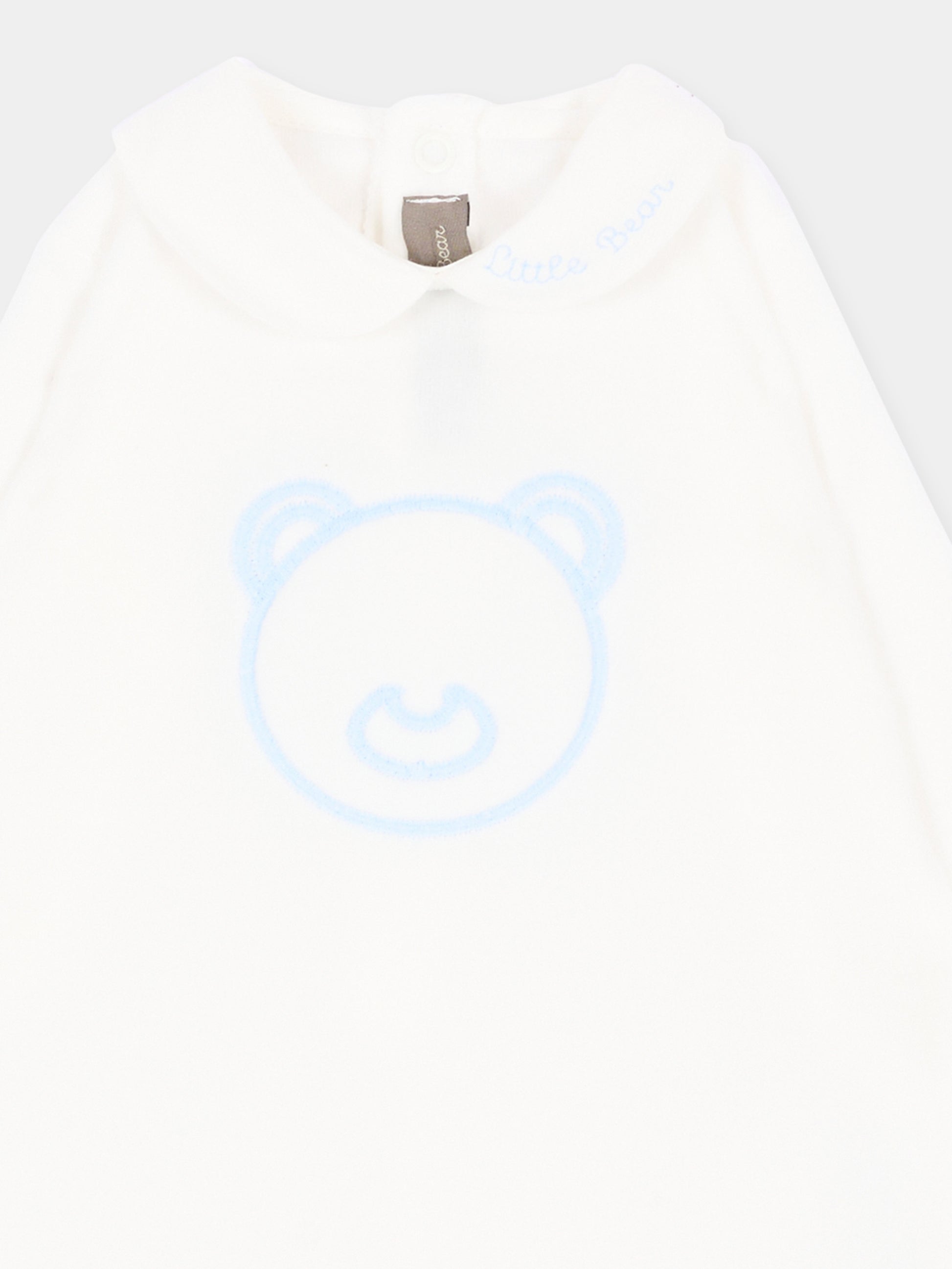 Tutina bianca per neonato con orsetto,Little Bear,4043 LATTE/CIELO