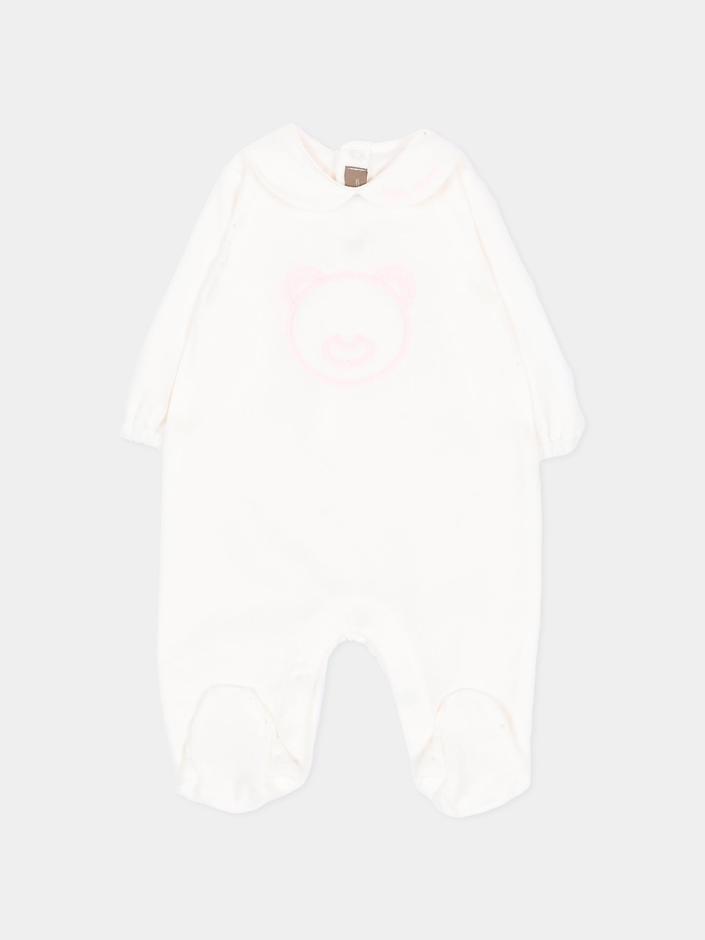 Tutina bianca per neonata con orsetto,Little Bear,4043 LATTE/ROSA