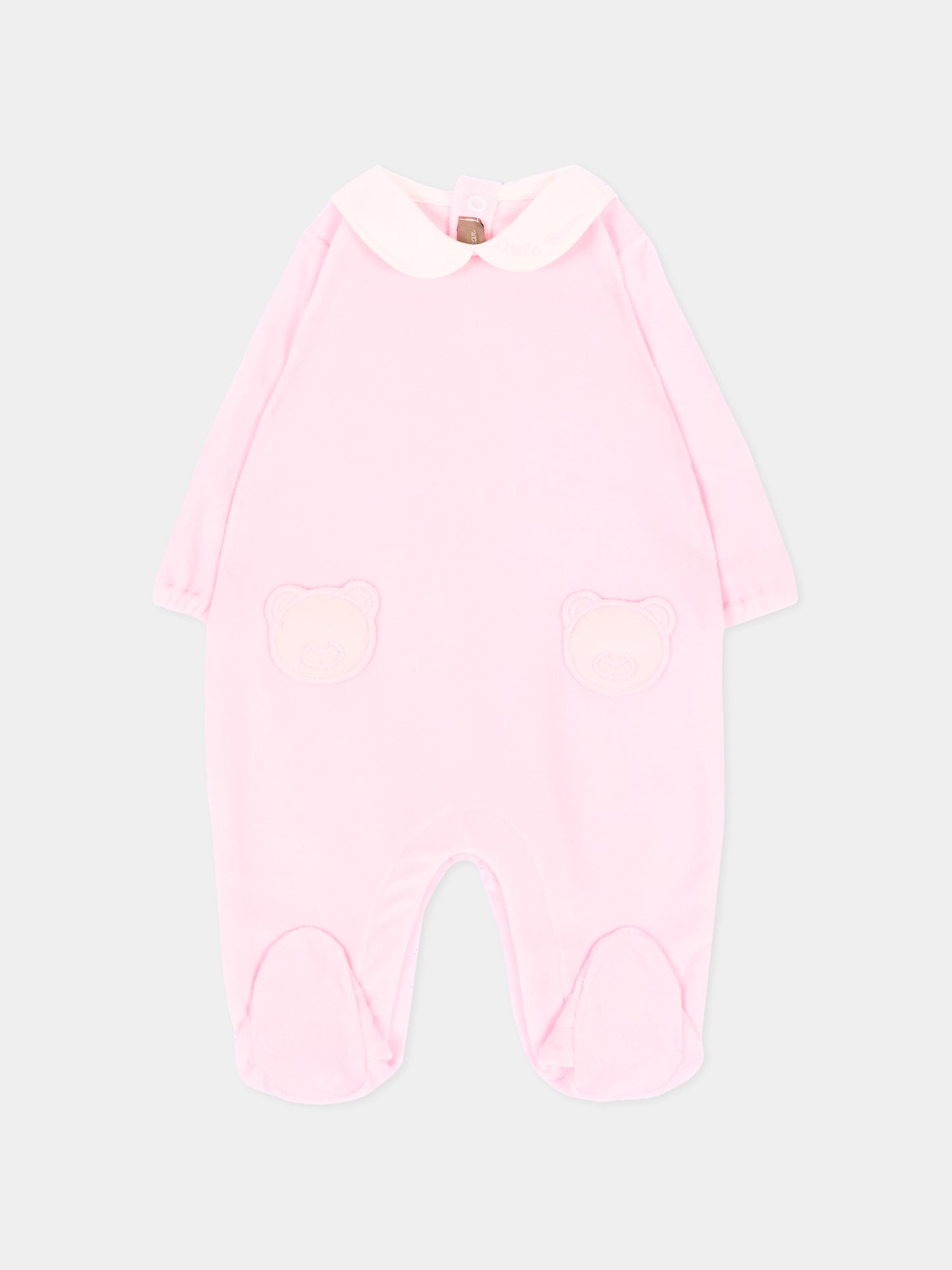 Tutina bianca per neonata con orsetto,Little Bear,4043 LATTE/ROSA