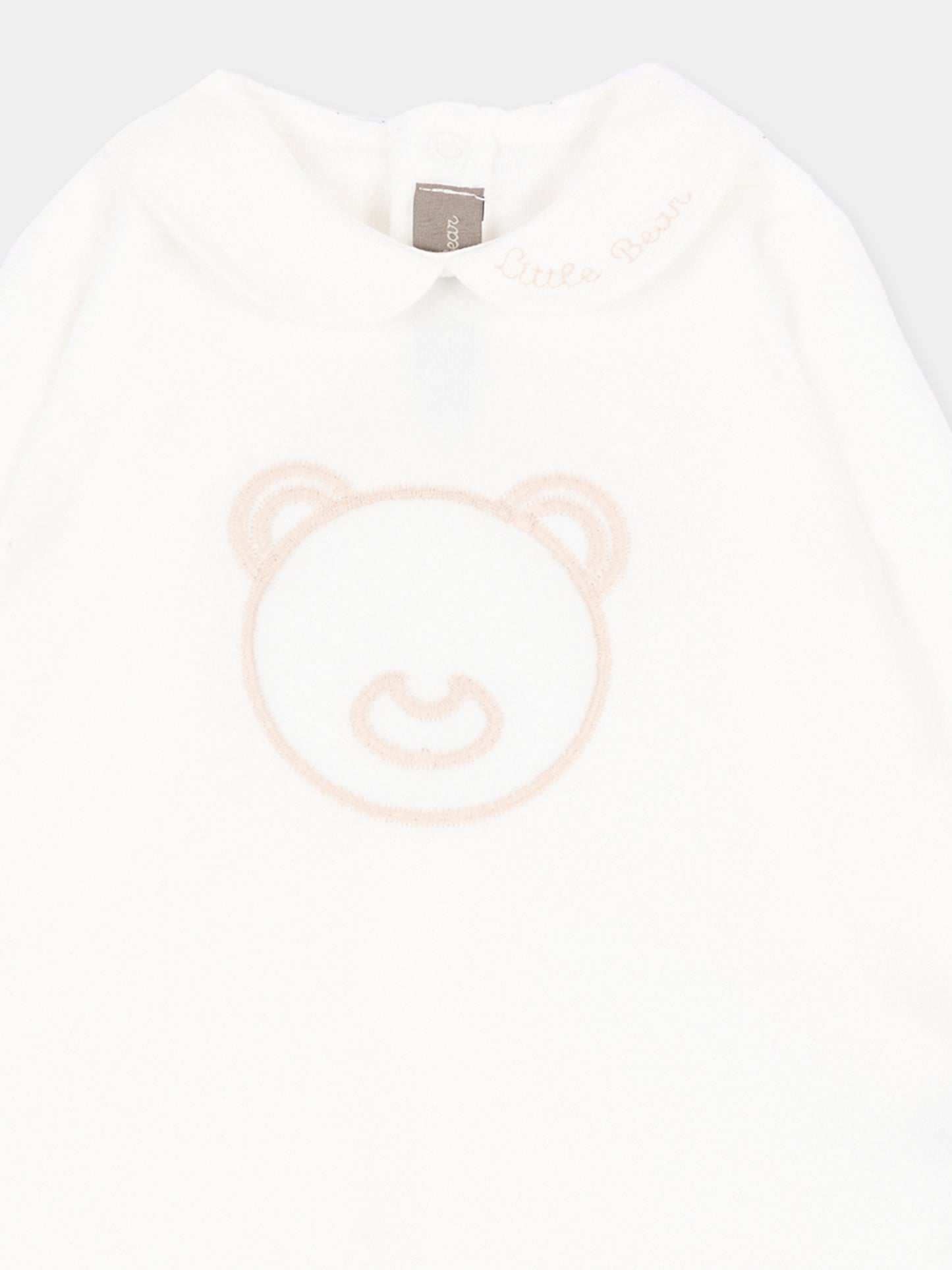 Tutina bianca per neonati con orsetto,Little Bear,4043 LATTE/TORTORA