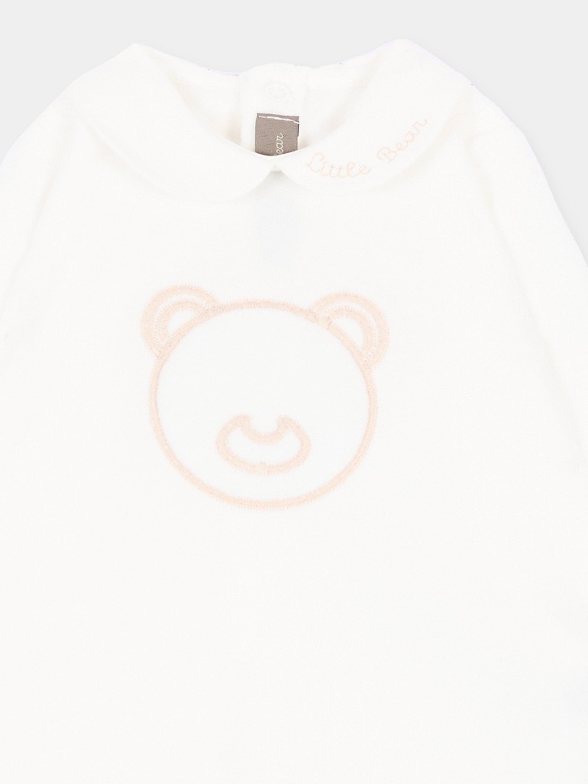 Tutina bianca per neonati con orsetto,Little Bear,4043 LATTE/TORTORA