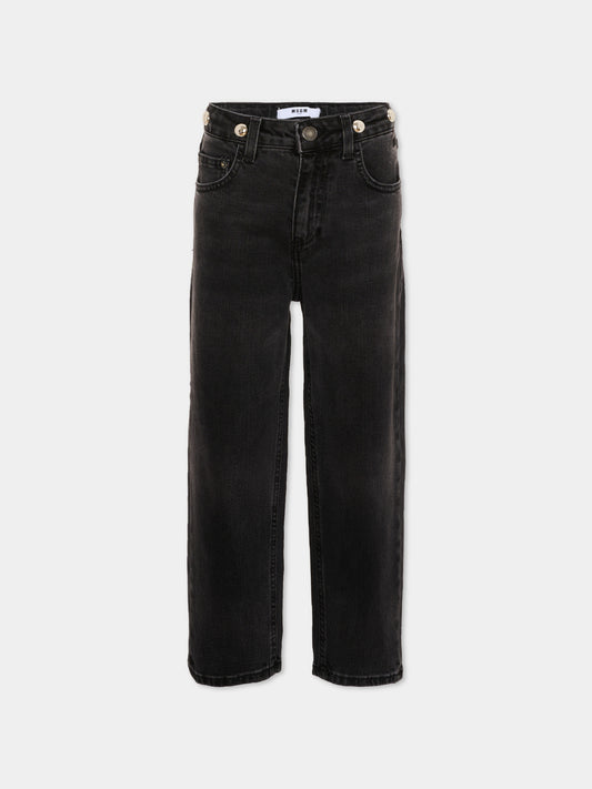 Jeans neri per bambina con borchie,Msgm Kids,F5MSJGDP033 110