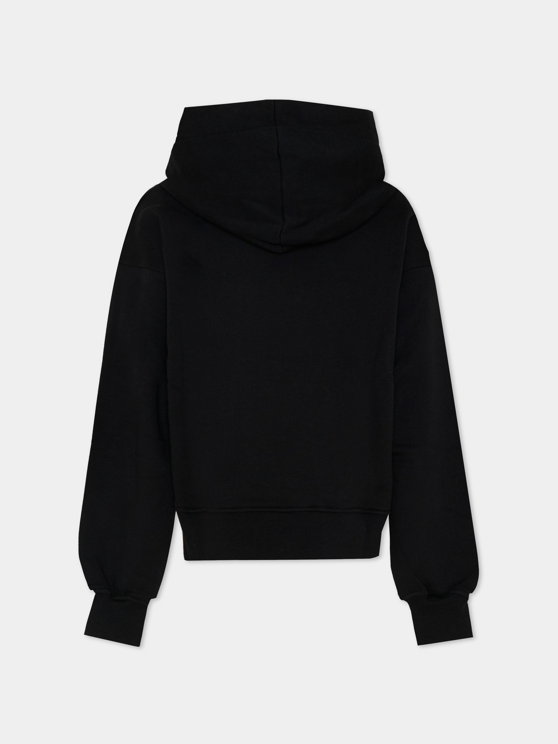 Felpa nera per bambina con logo strass,Msgm Kids,F5MSJGHS193 110