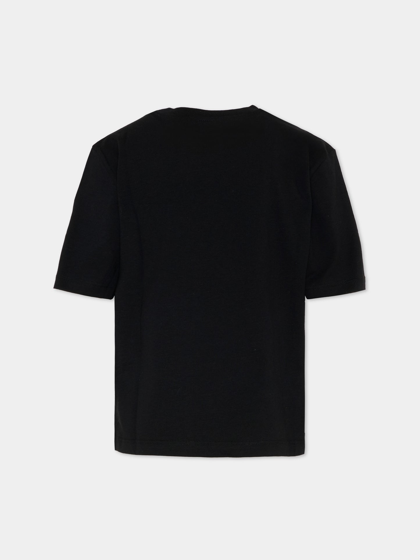 T-Shirt nera con rosa per bambina,Msgm Kids,F5MSJGTH039 110