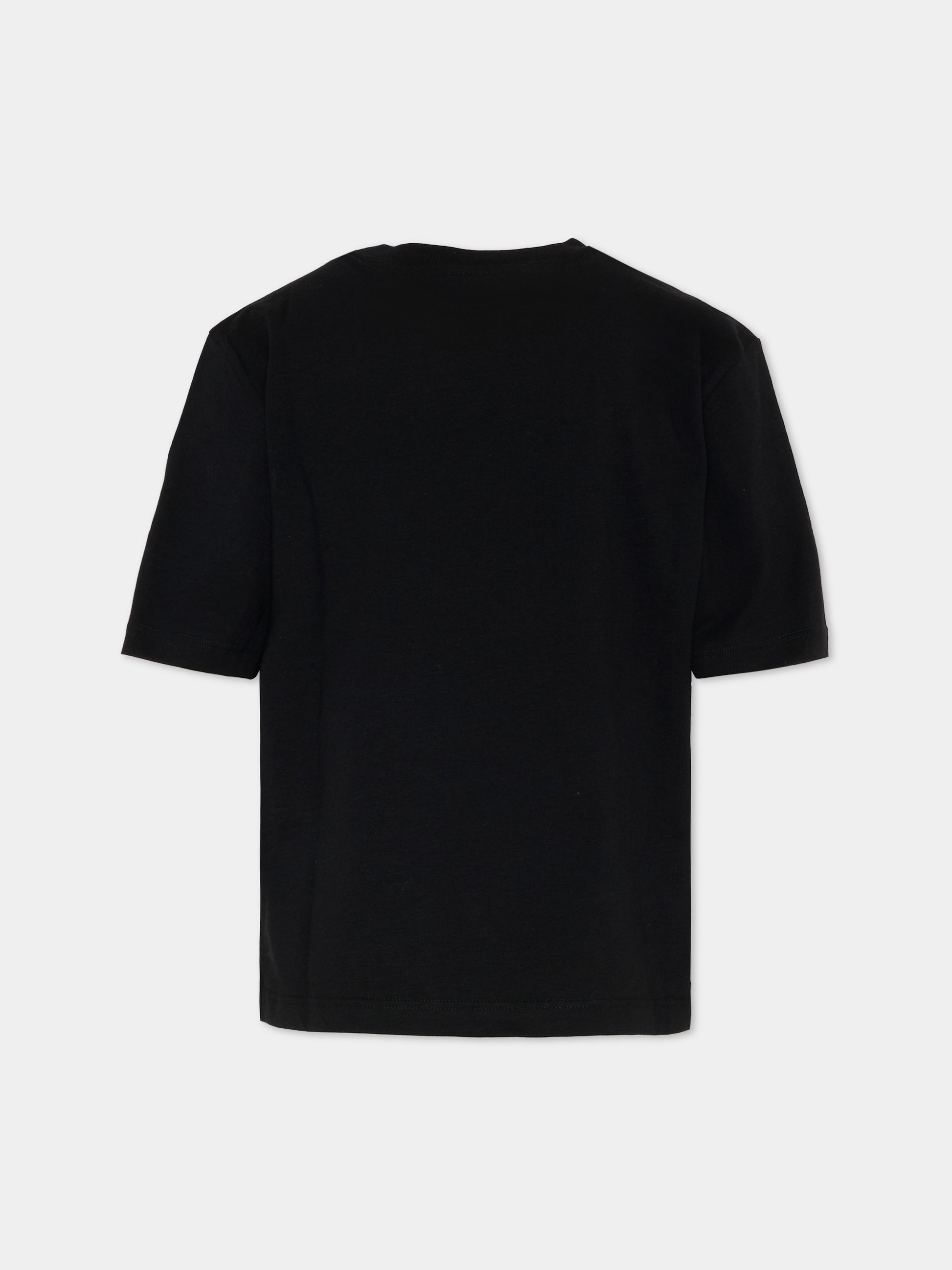 T-Shirt nera con rosa per bambina,Msgm Kids,F5MSJGTH039 110
