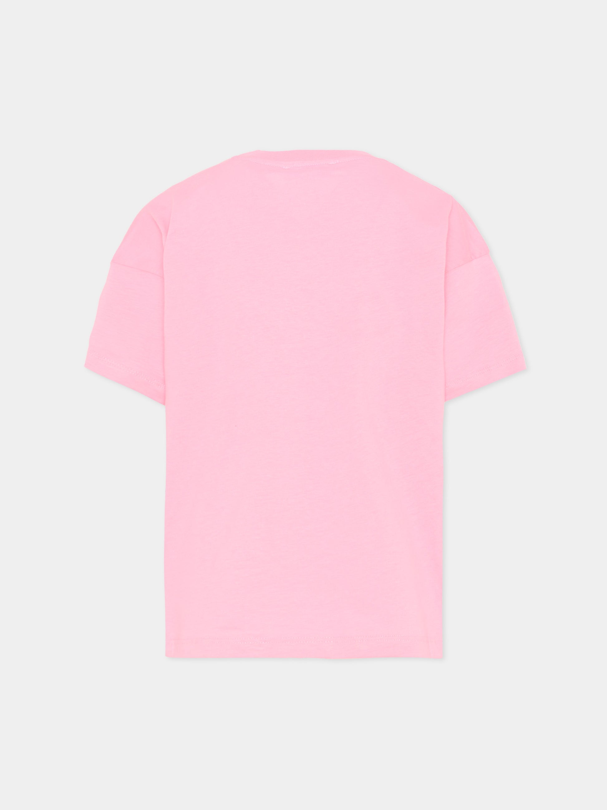 T-Shirt rosa per bambina con logo,Msgm Kids,F5MSJGTH153 MS038