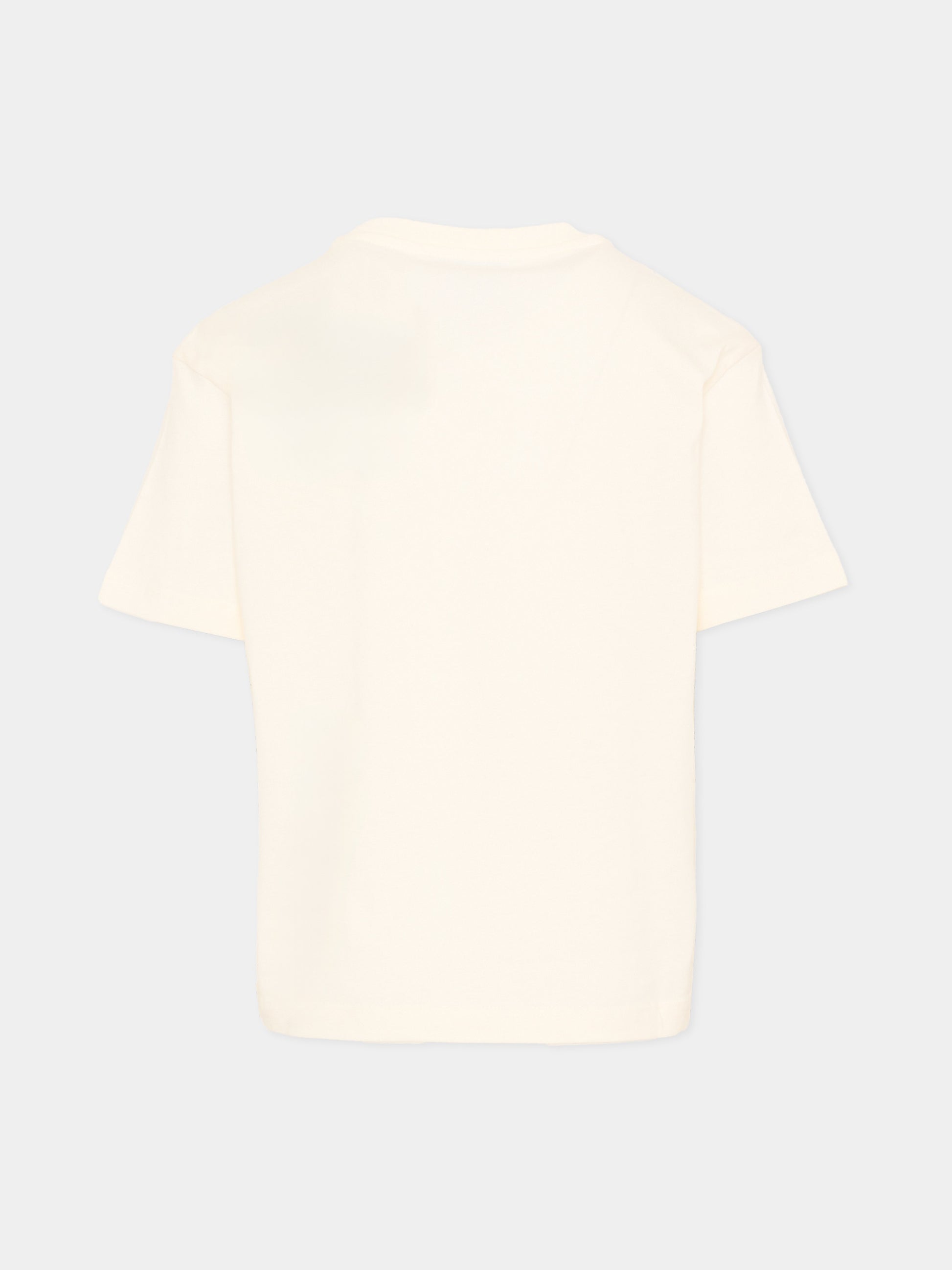 T-Shirt avorio con stampa racing per bambina,Msgm Kids,F5MSJGTH190 013