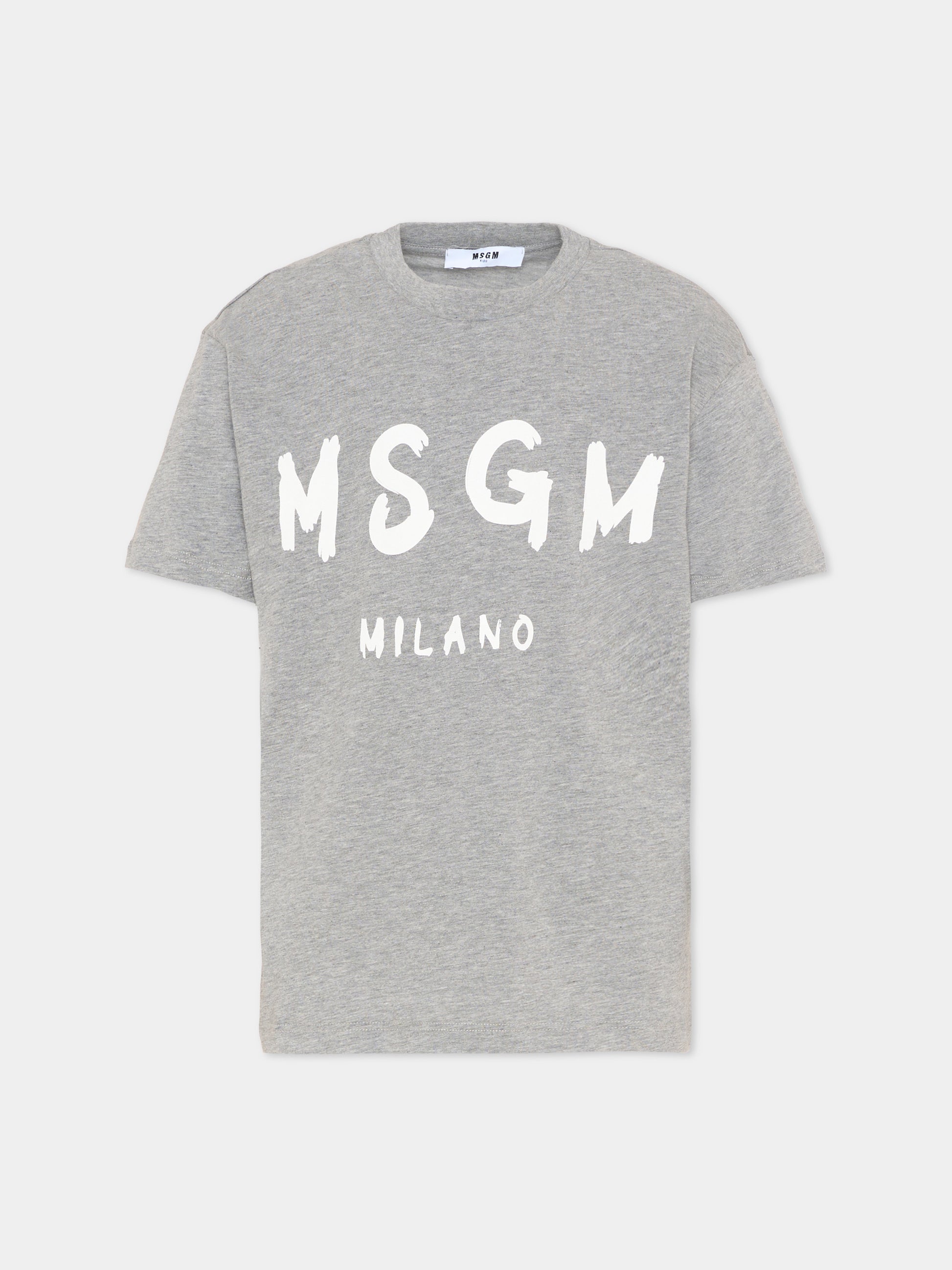 T-Shirt grigia per bambini con logo,Msgm Kids,F5MSJUTH007 104