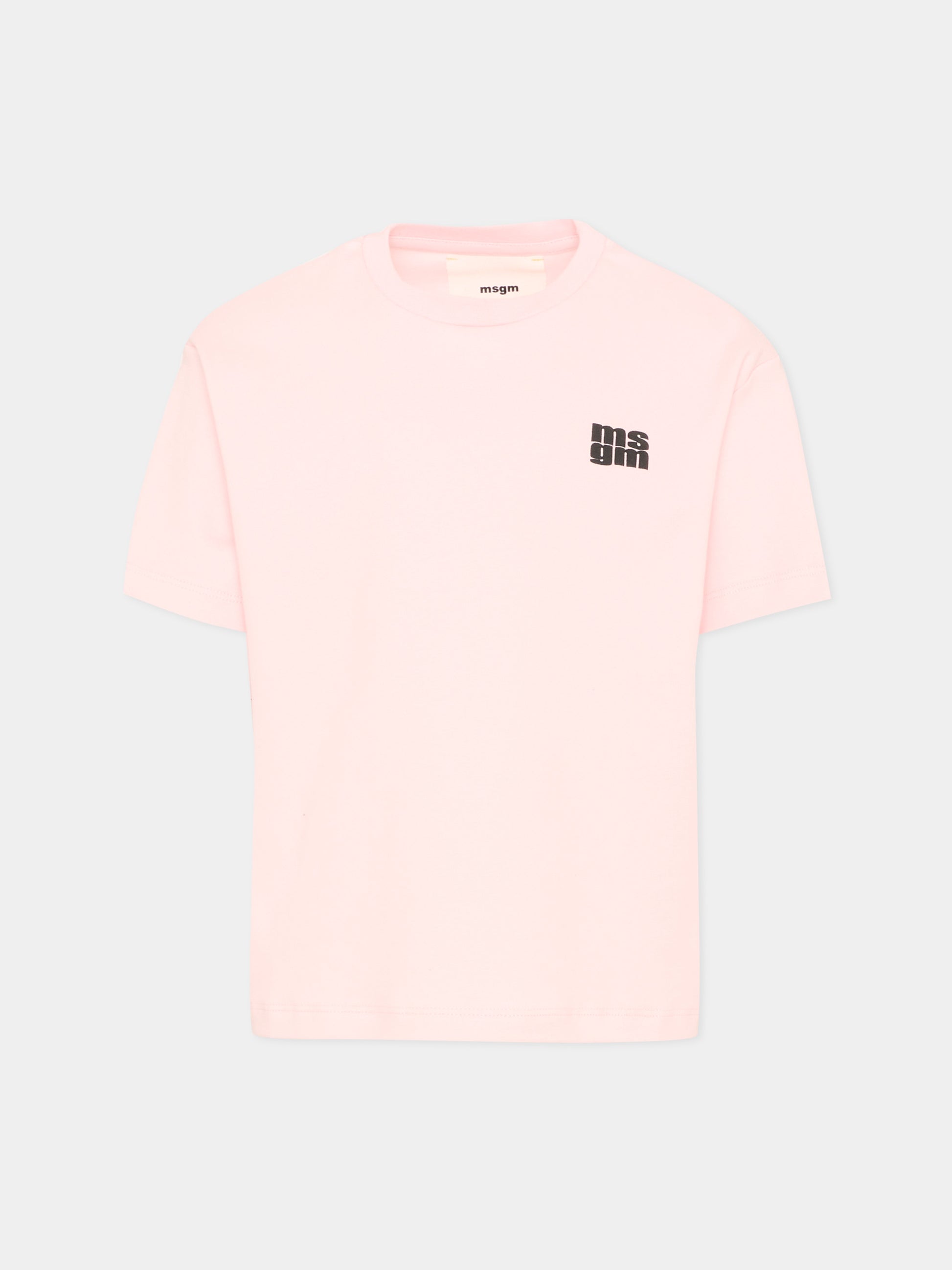 T-shirt rosa per bambina con logo,Msgm Kids,F5MSJUTH055 MS044