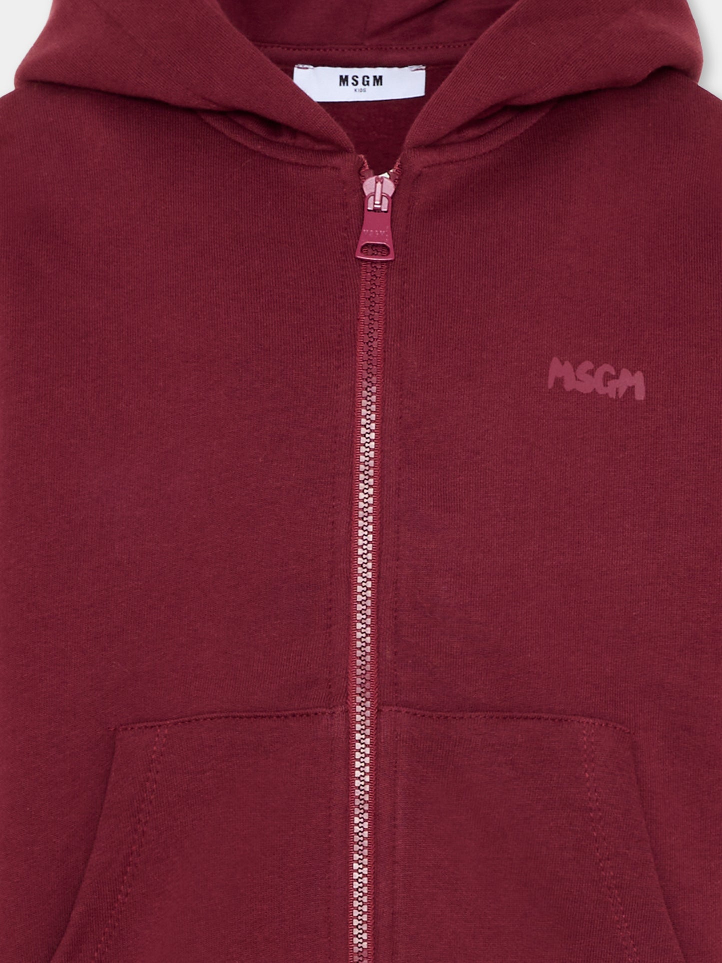 Felpa bordeaux per bambini con logo,Msgm Kids,F5MSJUZH002 MS034