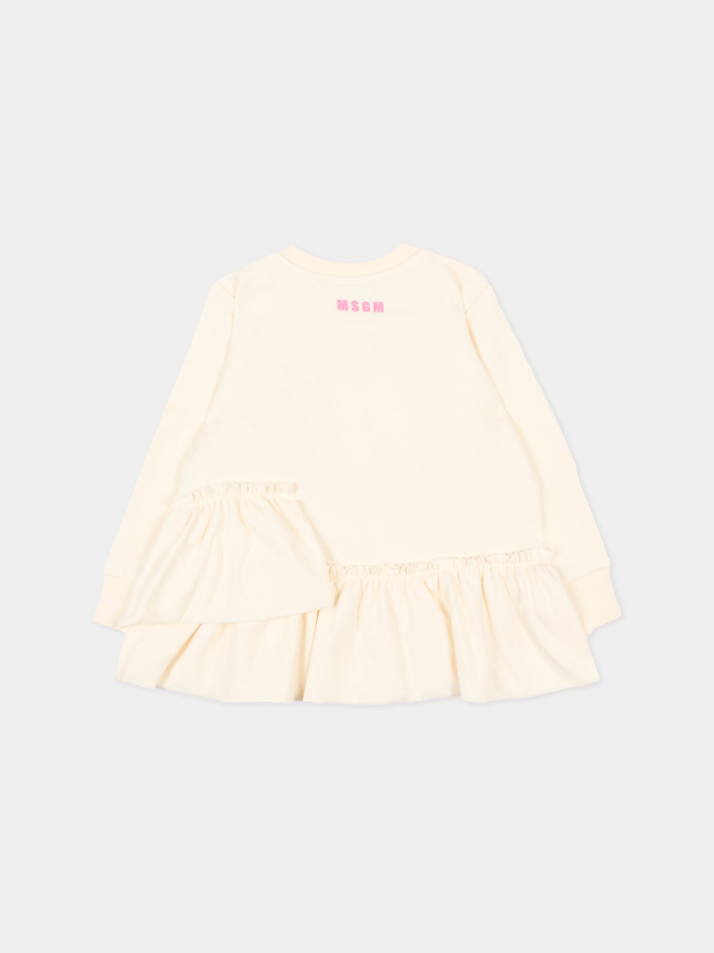 Vestito avorio per neonata con logo,Msgm Kids,F5MSNGDR288 013