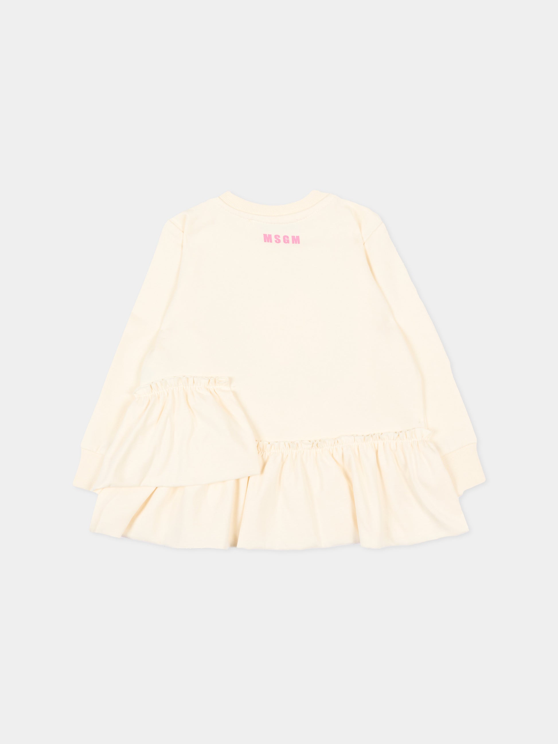 Vestito avorio per neonata con logo,Msgm Kids,F5MSNGDR288 013