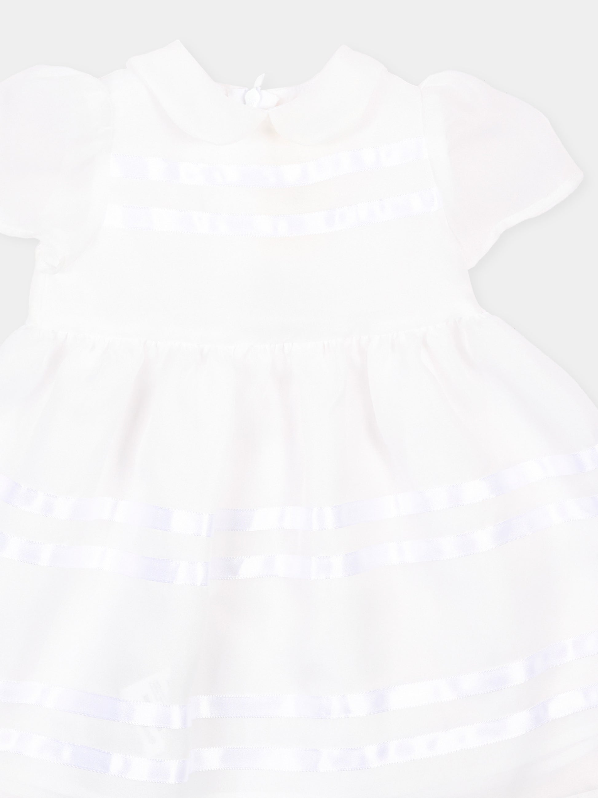 Abito bianco per neonata con nastri,Simonetta,SZ1011 O0075 100