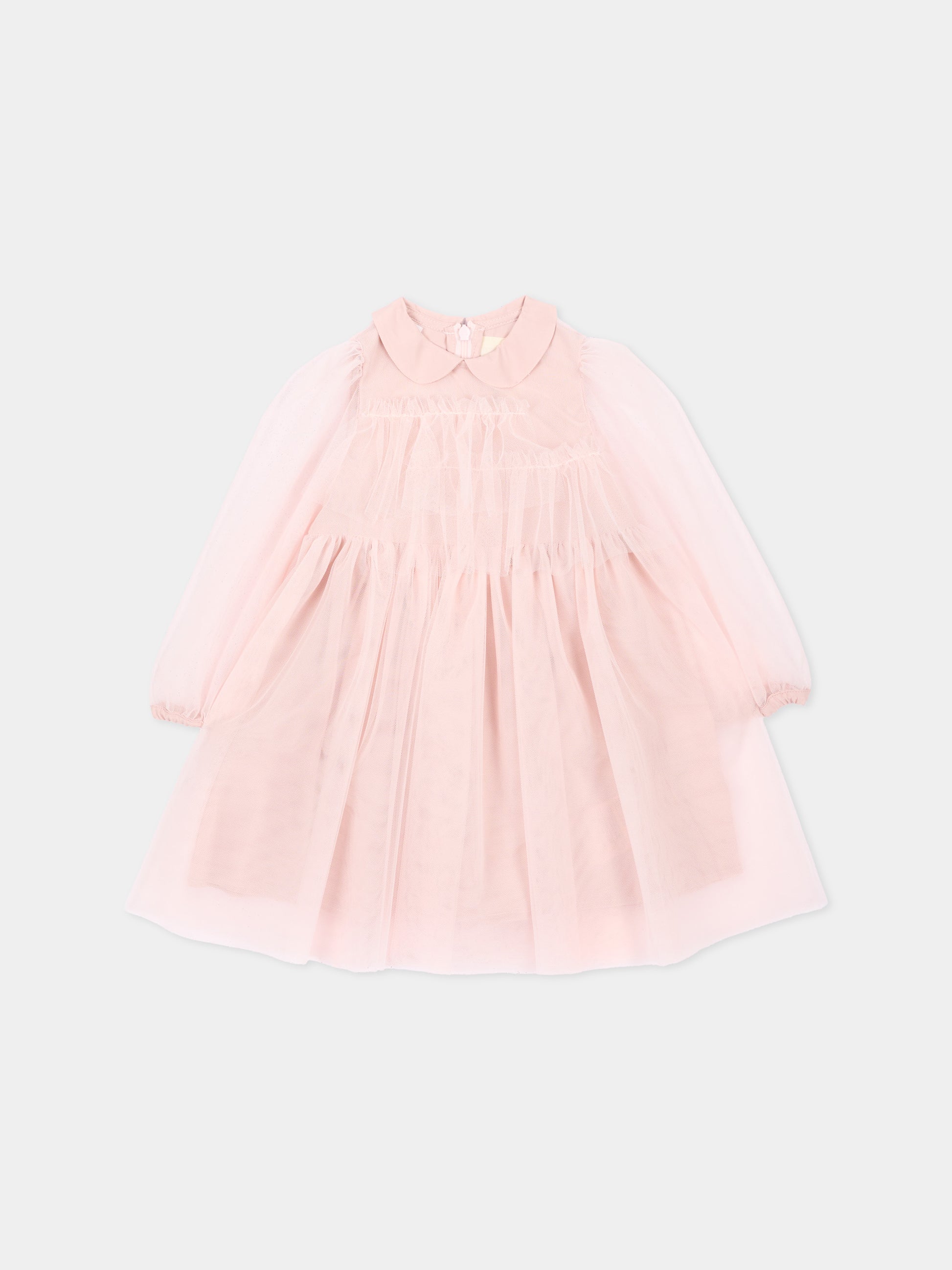 Abito elegante rosa per neonata in tulle,Simonetta,SZ1020 T0002 501