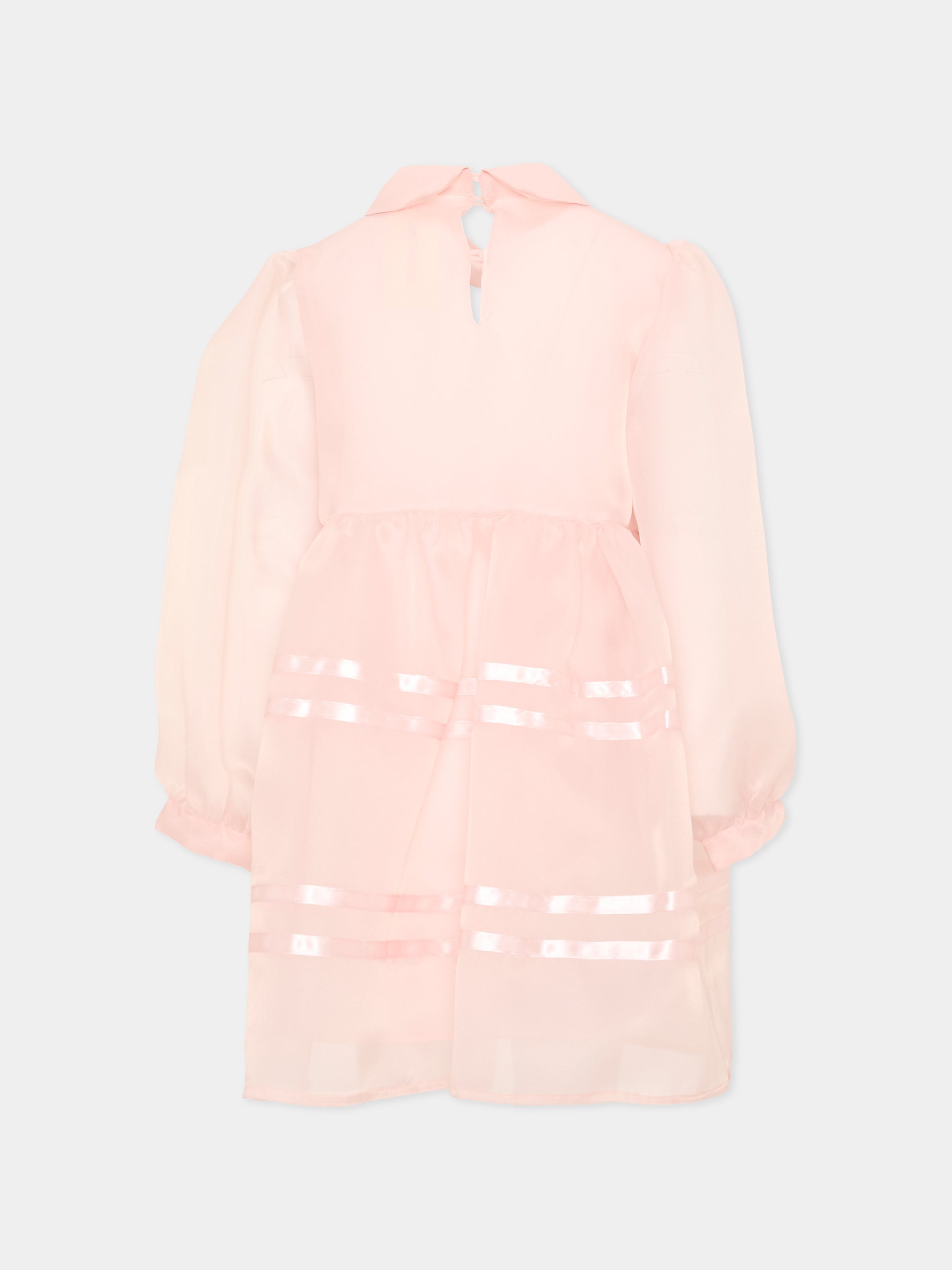 Abito rosa per bambina con nastri,Simonetta,SZ1A90 O0075 51E