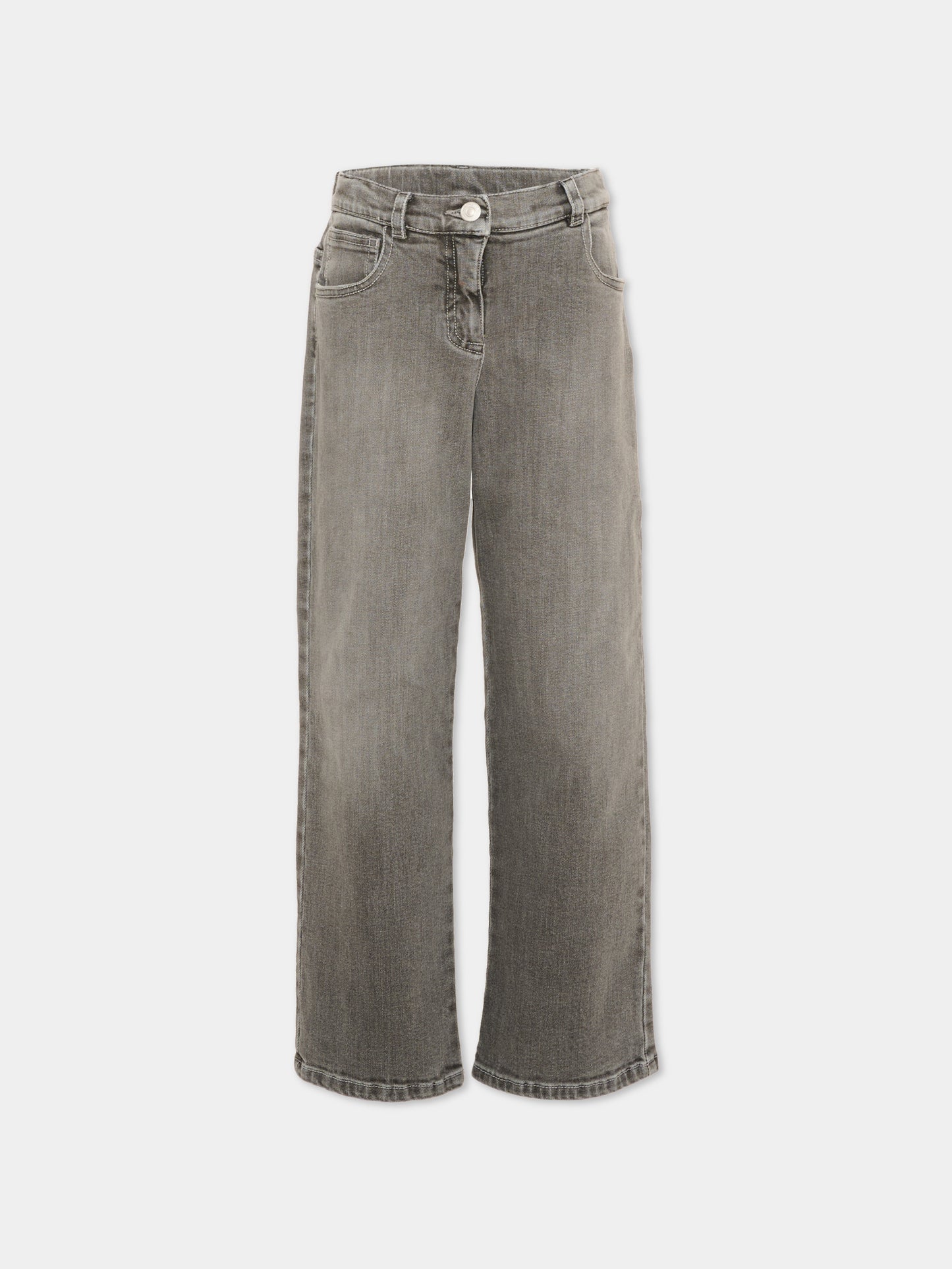 Jeans grigio per bambina smerlati,Simonetta,SZ6A70 D0004 920