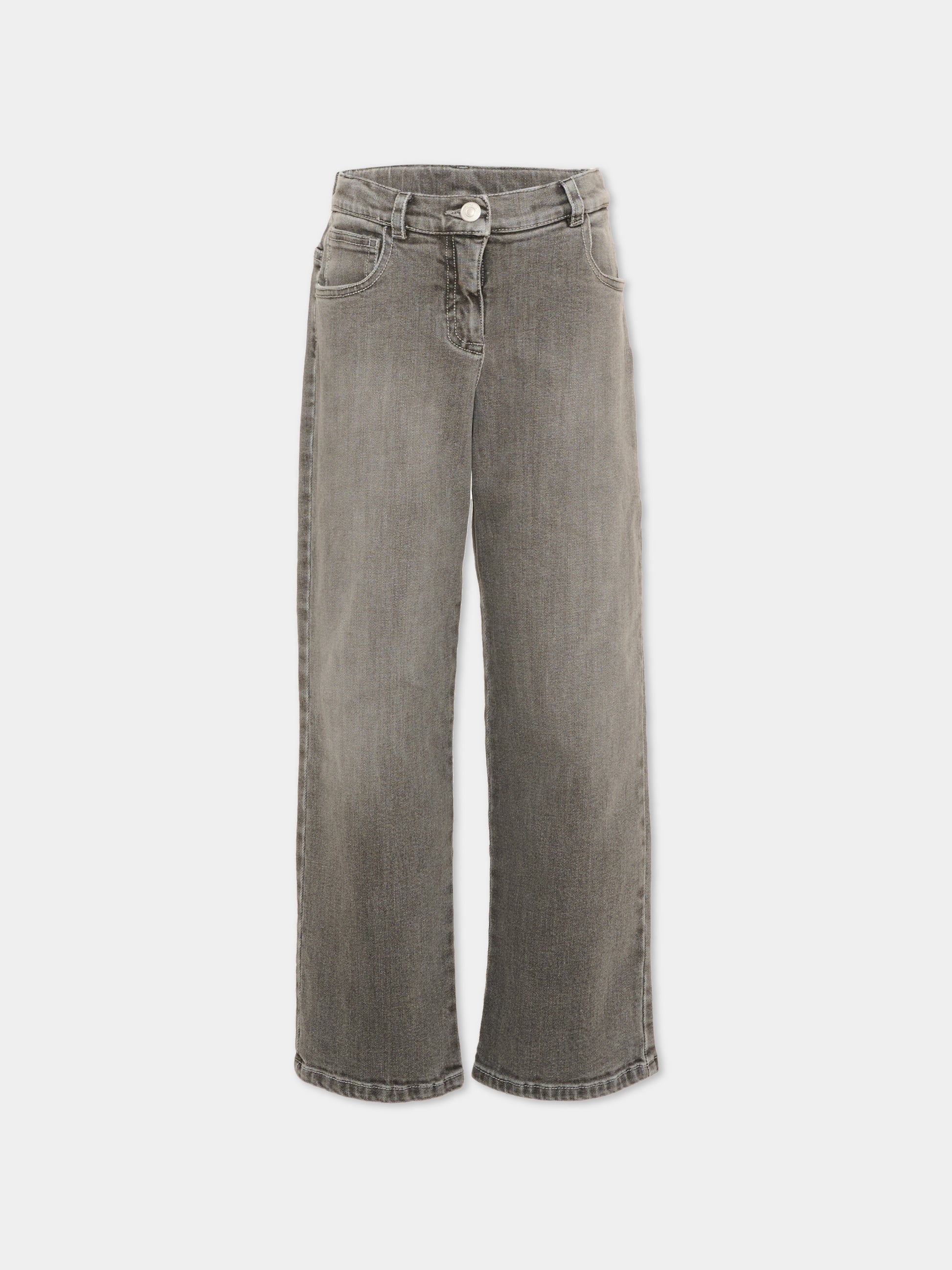 Jeans grigio per bambina smerlati,Simonetta,SZ6A70 D0004 920