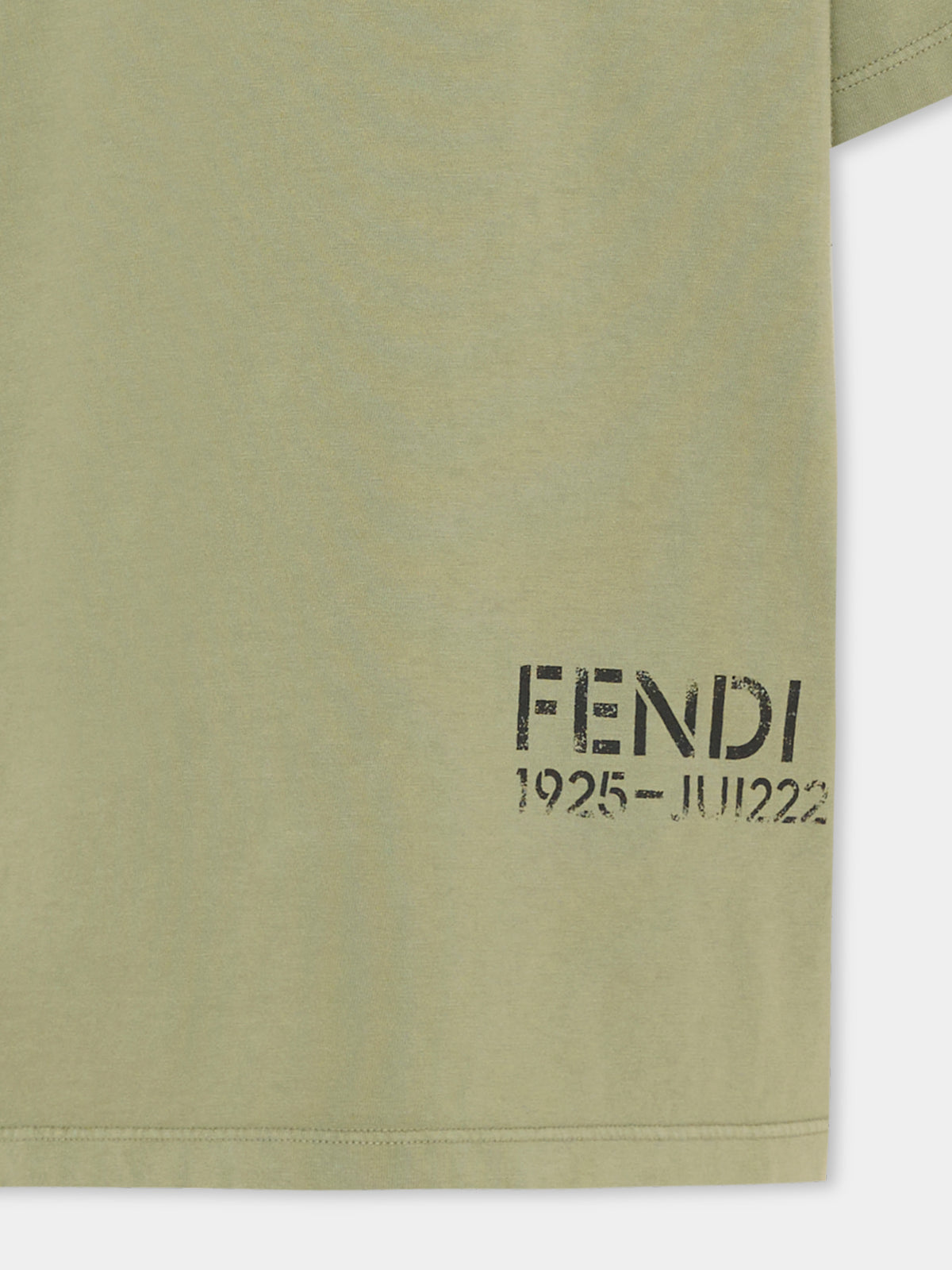 T-shirt a manica corta verde per bambini con logo,Fendi Kids,JUI222 B1LF F0QQ4