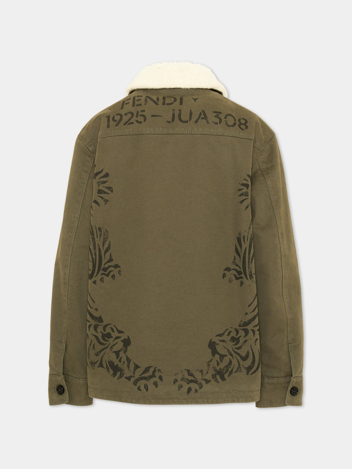 Giubbotto verde con colletto per bambini,Fendi Kids,JUA308 B1L2 F0QQ4