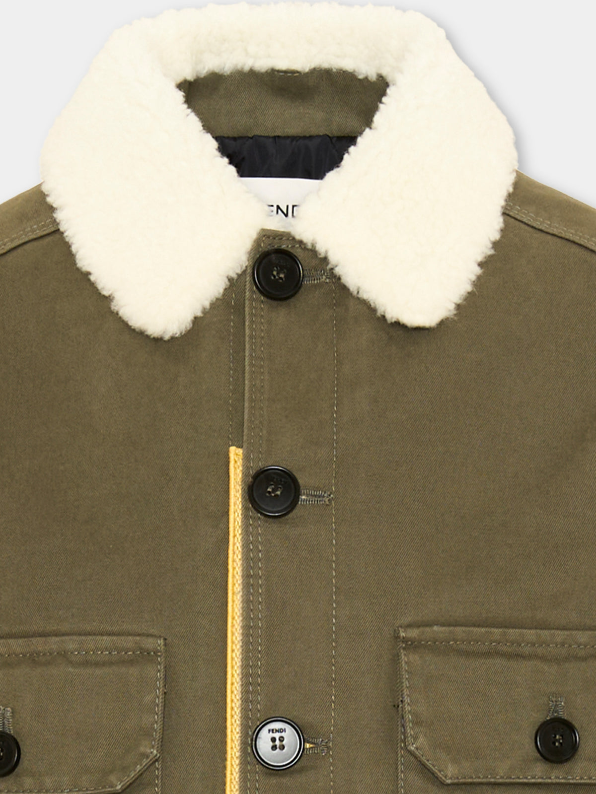 Giubbotto verde con colletto per bambini,Fendi Kids,JUA308 B1L2 F0QQ4