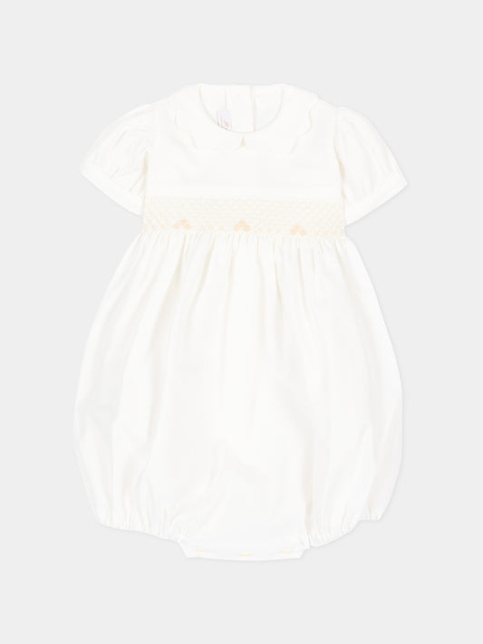Pagliaccetto beige per neonata con fiocco,Mariella Ferrari,PGD4 005