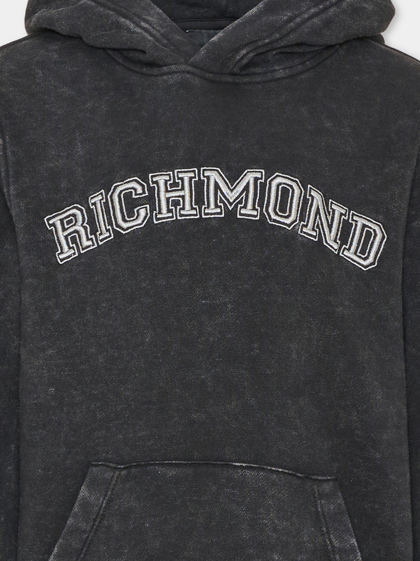 Felpa con cappuccio nera per bambino con logo,Richmond,RBA26049FE BLACK BLACK
