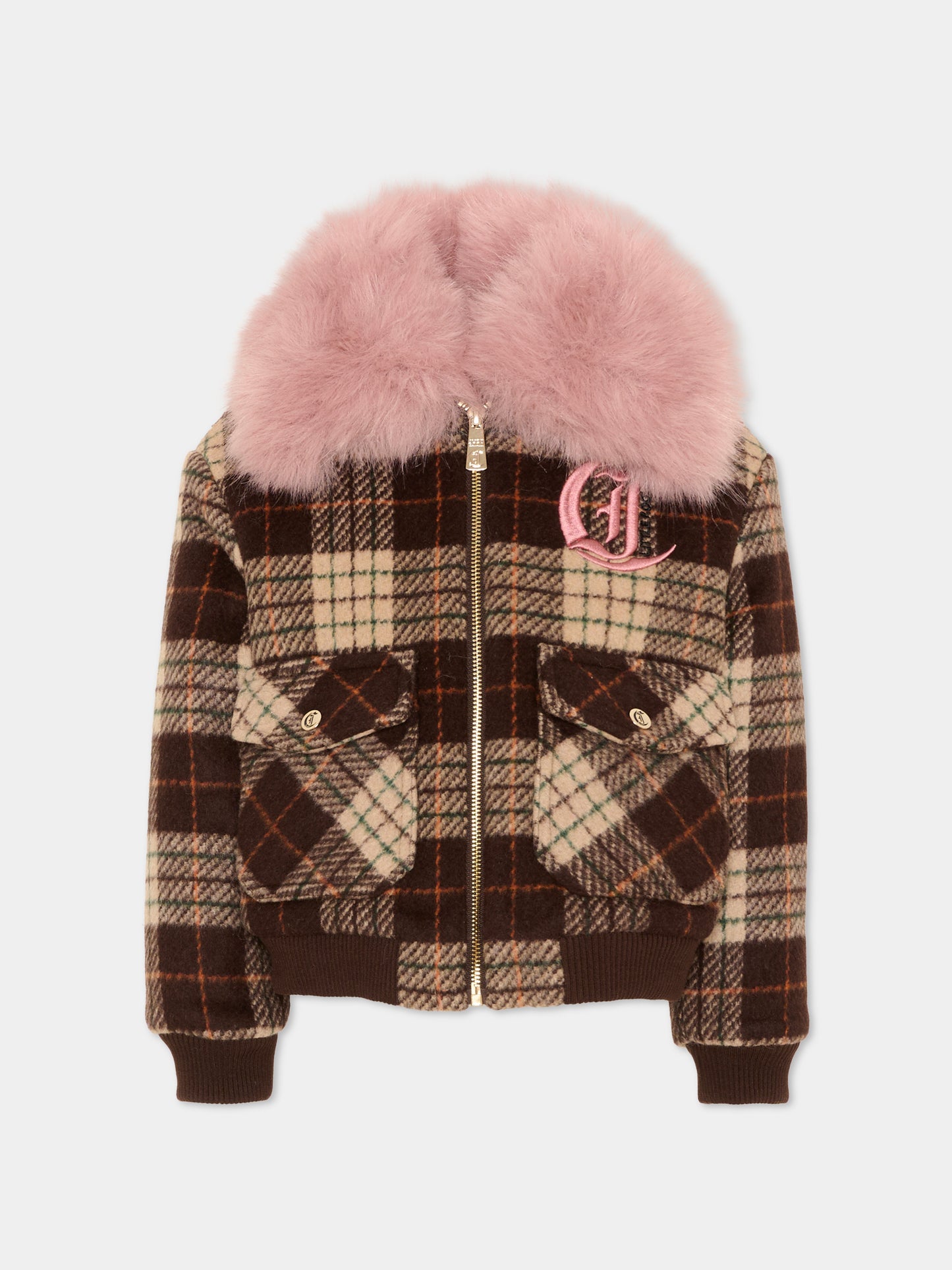Giubbotto multicolor per bambina tartan,Just Cavalli Kids,JGA26037GB MULTICOL.T MULTICOLOR TARTAN