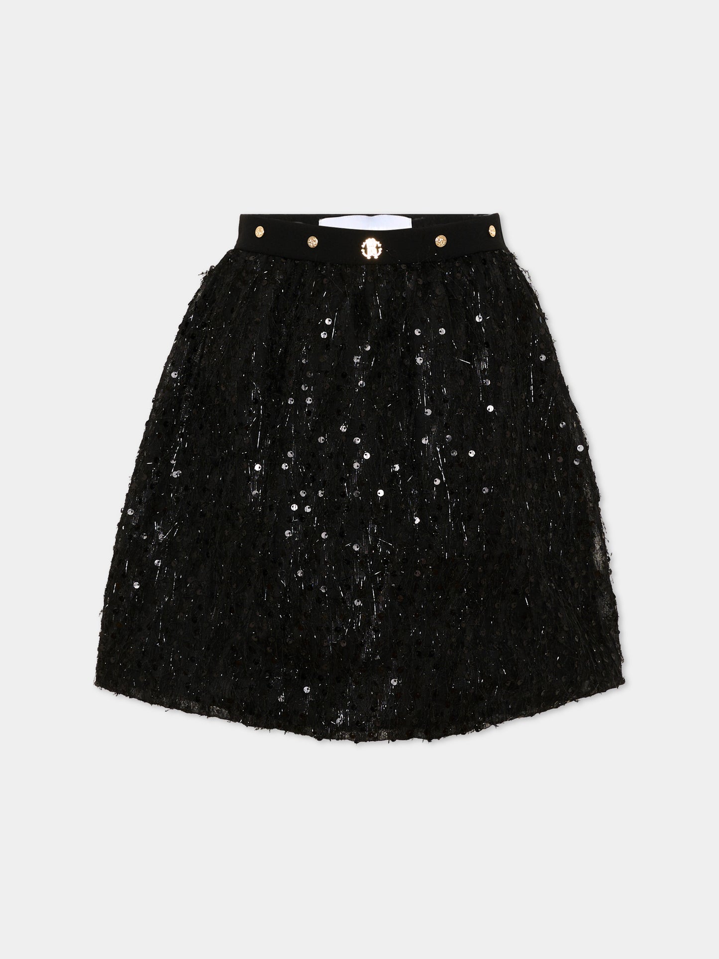 Gonna nera per bambina con paillettes,Roberto Cavalli Kids,CGA26108GO BLACK