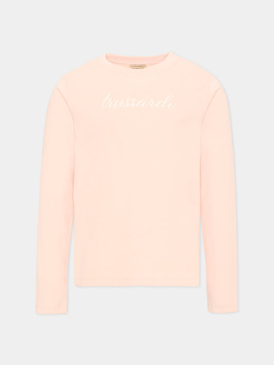 T-shirt rosa per bambina con logo,Trussardi Junior,TIA26025TS BLUSH BLUSH
