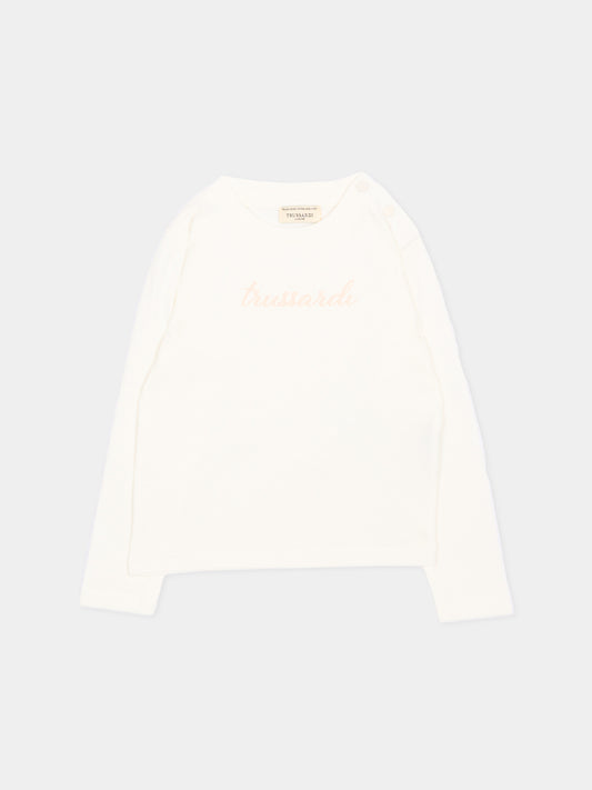 T-Shirt avorio per neonata con logo,Trussardi Junior,TIA26025TS OFF-WHITE OFF-WHITE