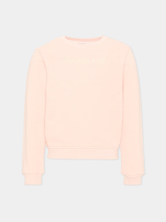 Felpa rosa per bambina con logo,Trussardi Junior,TIA26031FE BLUSH BLUSH
