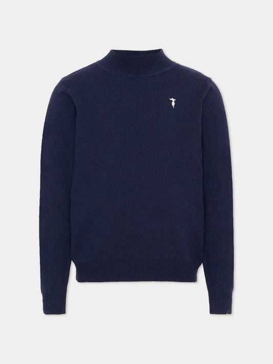 Dolcevita blu per bambino con levriero,Trussardi Junior,TIA26100MA BLUE_NAVAL BLUE NAVAL