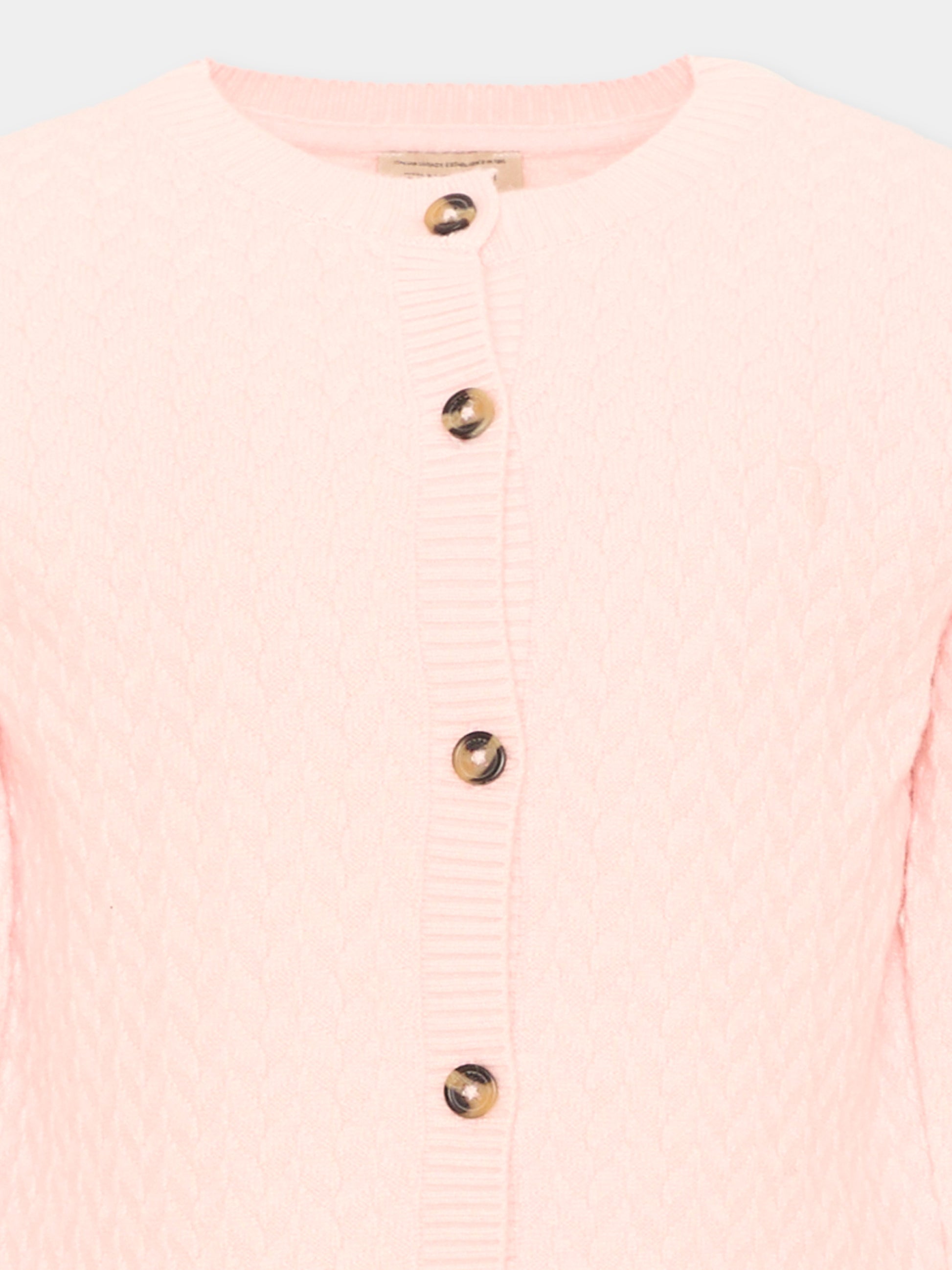 Cardigan rosa per bambina con logo,Trussardi Junior,TIA26022CD PINK_M.C. PINK MANGANO CALCITE