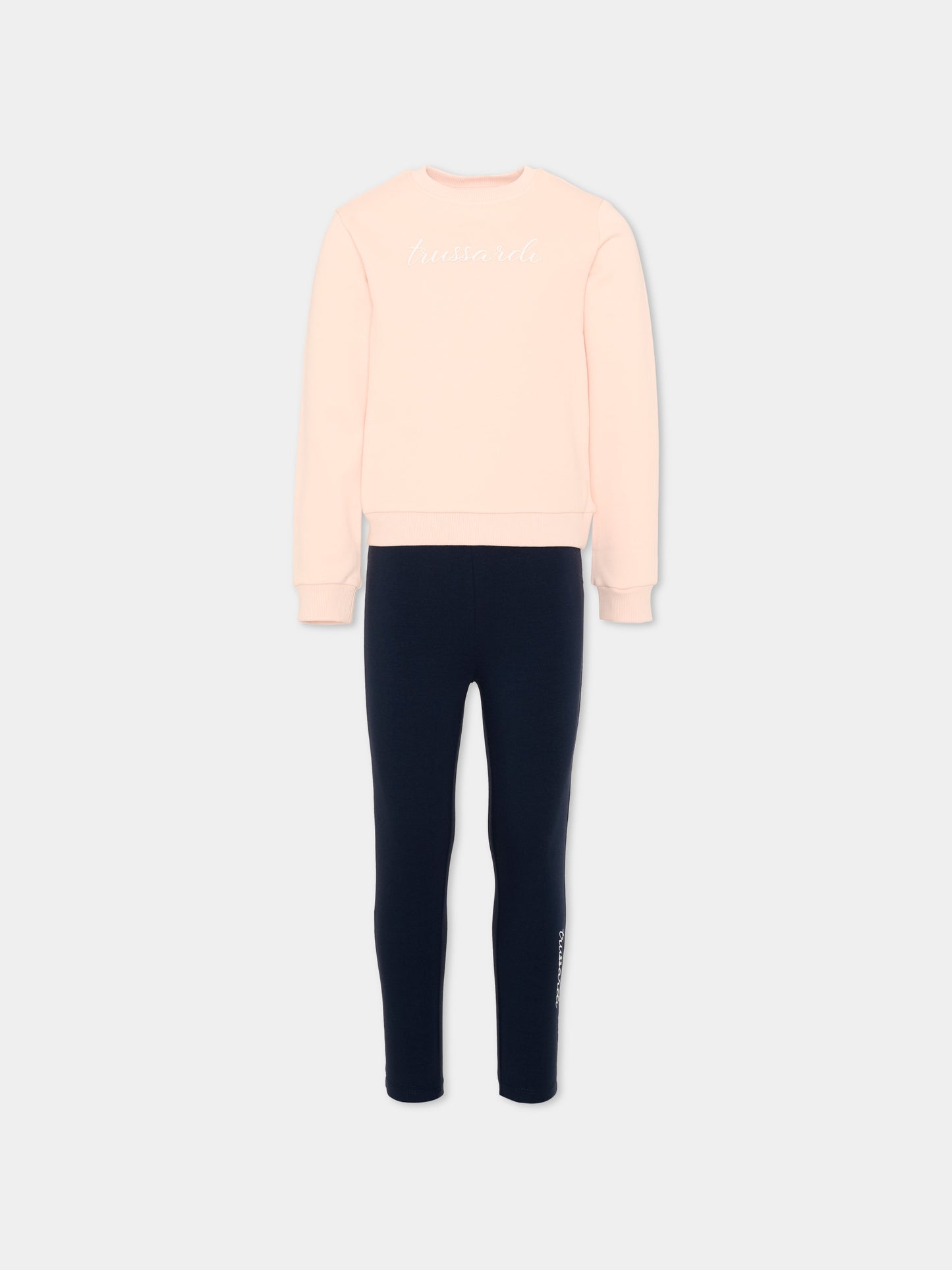 Completo sportivo rosa per bambina con logo,Trussardi Junior,TIA26034CF BLUSH/BL.N BLUSH