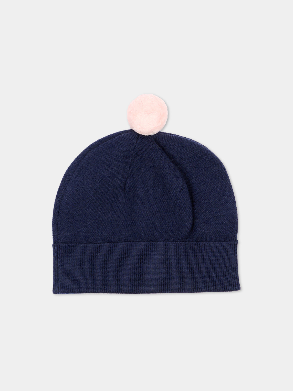 Berretto blu per bambina con pompon,Trussardi Junior,TIA26024HA BLUE_N/O-W BLUE NAVAL