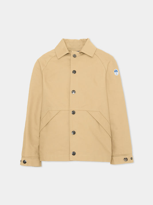 Giubbotto beige per bambino con logo,North Sails,NBA26016GB KHAKI WINTER