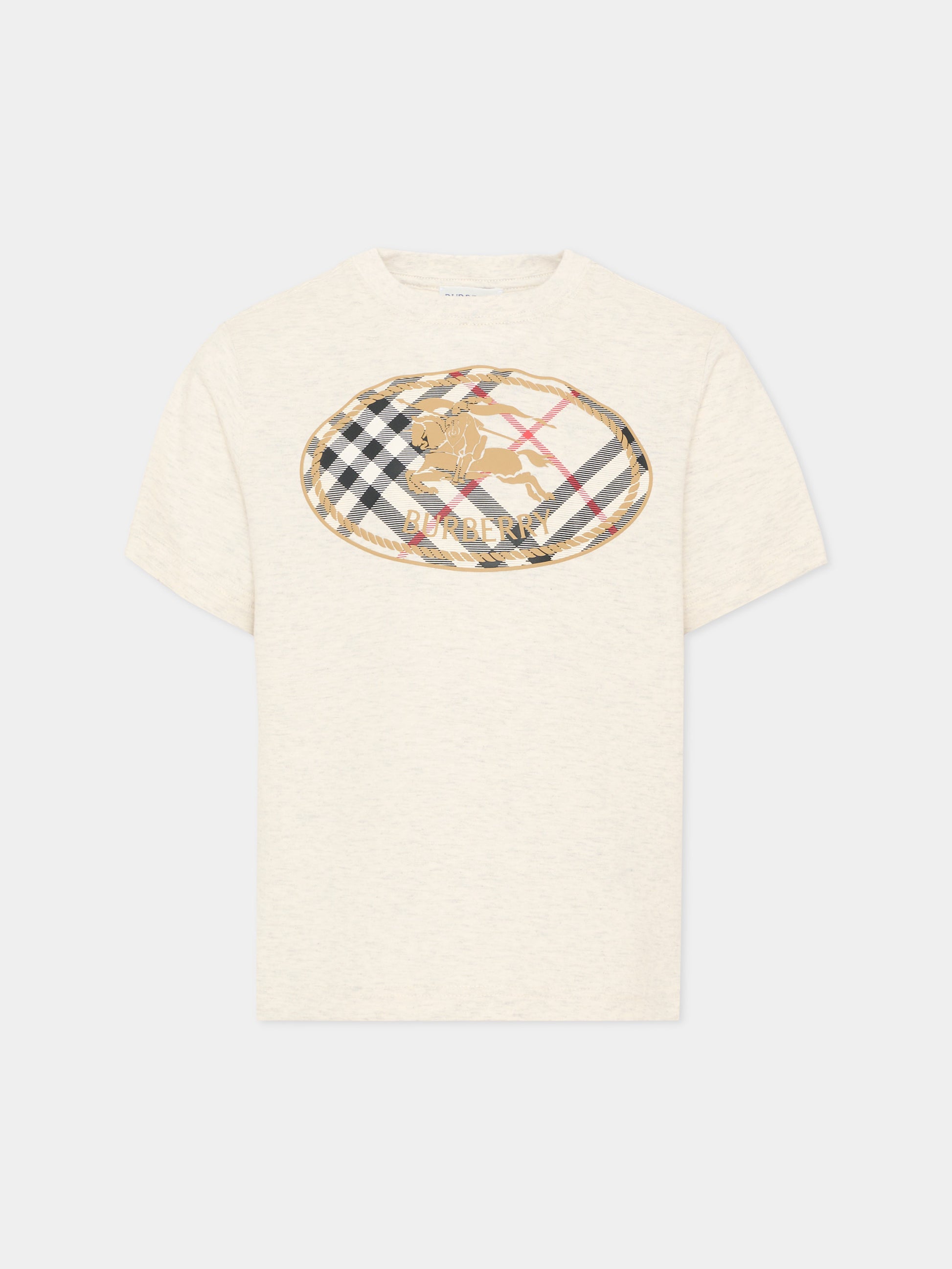 T-shirt beige per bambini con logo,Burberry Kids,8131596 A4807