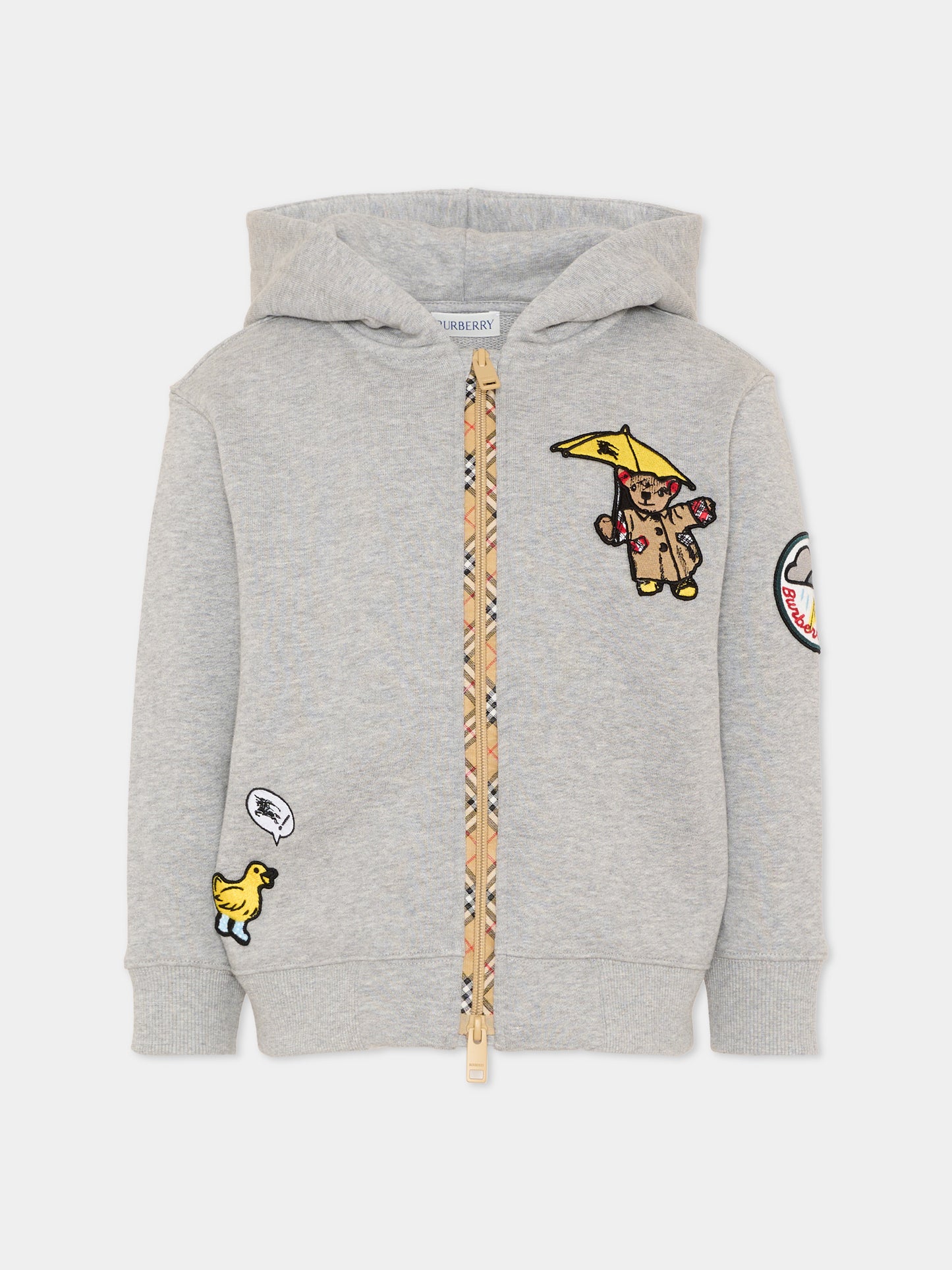 Felpa grigia per bambini con patch,Burberry Kids,8131999 A2142
