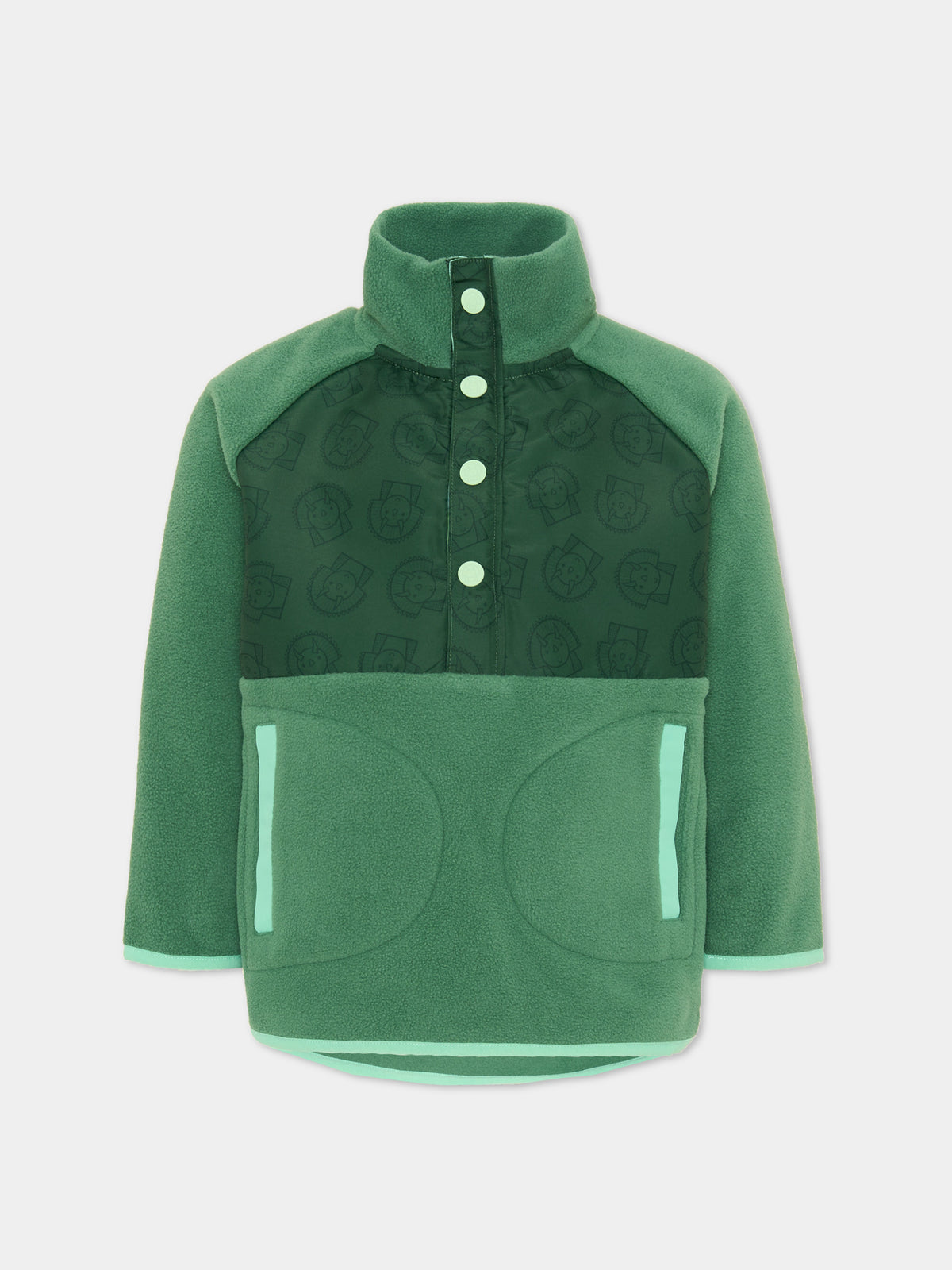 Felpa girocollo verde Spike the Dino per bambino,Roarsome,SPIKE THE DINO MID LAYER FLEECE
