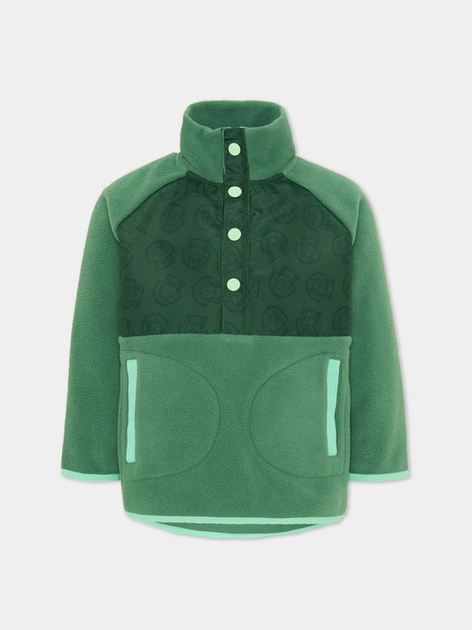Felpa girocollo verde Spike the Dino per bambino,Roarsome,SPIKE THE DINO MID LAYER FLEECE