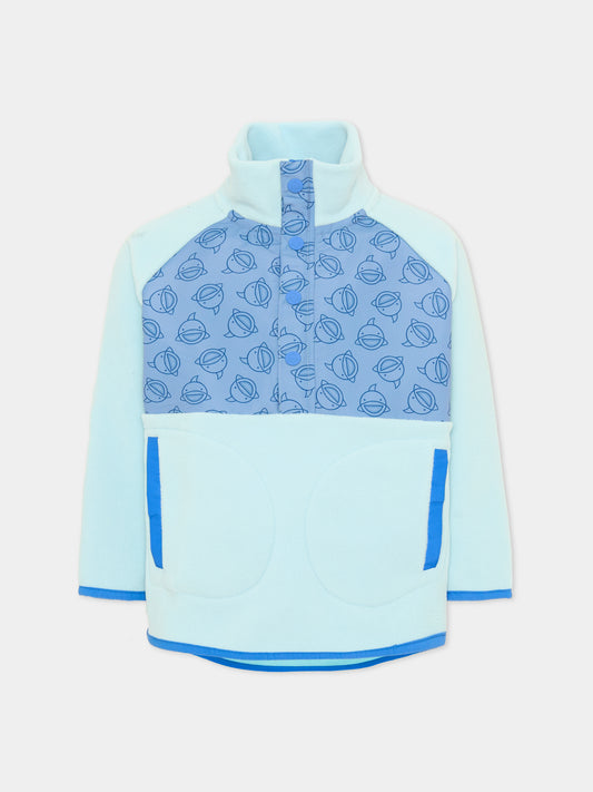 Felpa girocollo azzurra Reef The Shark per bambino,Roarsome,REEF THE SHARK MID LAYER FLEECE