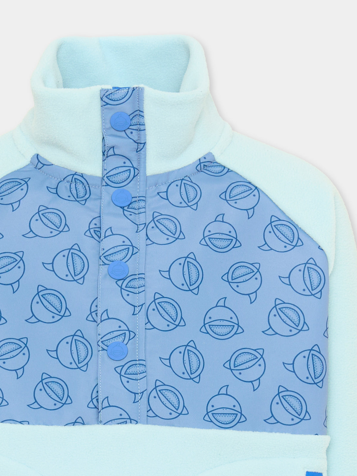 Felpa girocollo azzurra Reef The Shark per bambino,Roarsome,REEF THE SHARK MID LAYER FLEECE