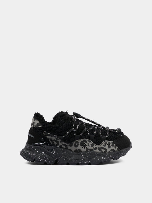 Sneakers nere per bambina shearling,Flower Mountain,001 2015499 30 1A69
